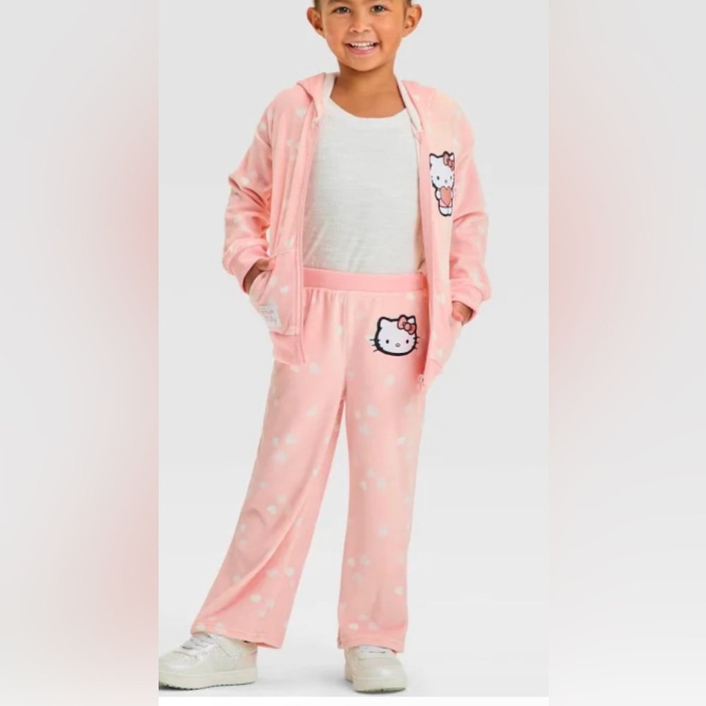 NWT Hello Kitty Pink Velour Zip-Up Set